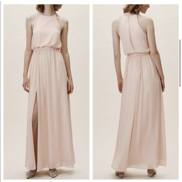 BHLDN Dresses & Skirts - Anthropologie BHLDN Alana Maxi Dress Donna Morgan Chiffon Pale Pink Sz 2 $230
